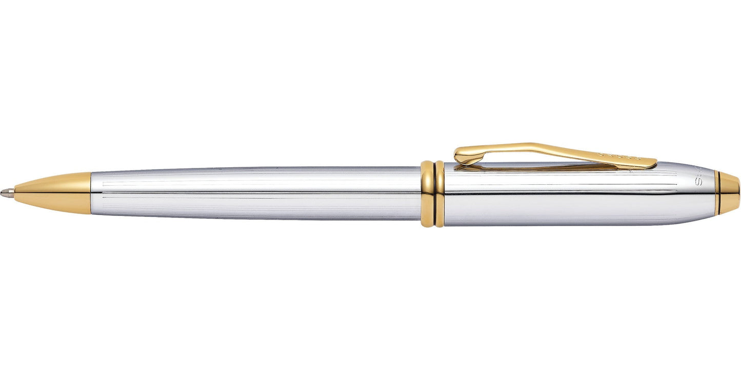 Townsend Medalist ballpoint pen by A.T. Cross; silver body with gold-tone trim and clip on Tampa Home & Garden Store