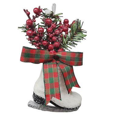 Adorno floral de patines de hielo -