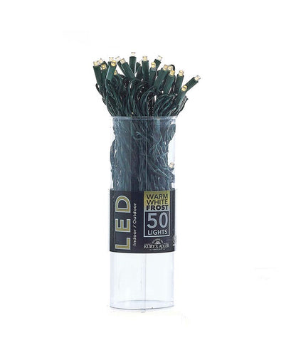 50-light warm white frosted LED green-wire light set in clear tube on Tampa Home & Garden Store