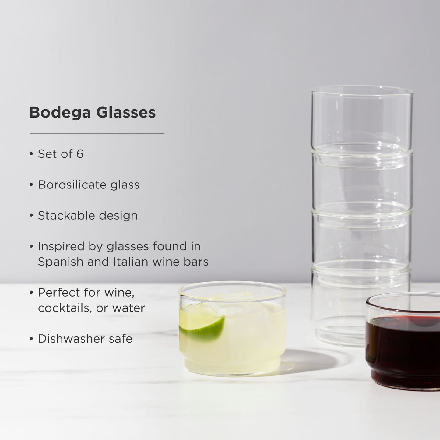 Bodega Modern Borosilicate Glasses Set of 6
