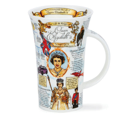 Mug en porcelaine fine style Glencoe, « La vie et le règne de la reine Élisabeth II »