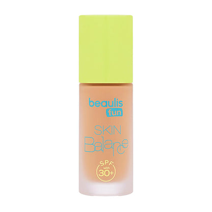 Foundation Beaulis Fun Skin Balance bottle with lime cap, peach-beige base and turquoise logo SPF 30+ on Tampa Home & Garden Store