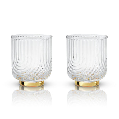 Gold Gatsby Double Old Fashioned Glass Set of 2