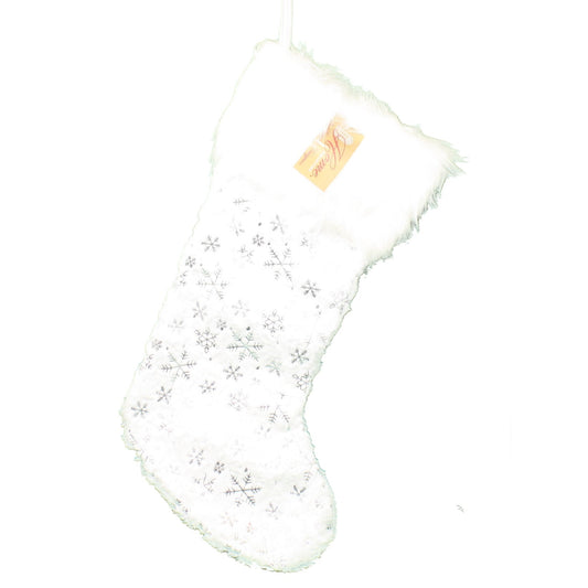 White and Silver Snowflake Lighted Stocking - Tampa Home & Garden Store