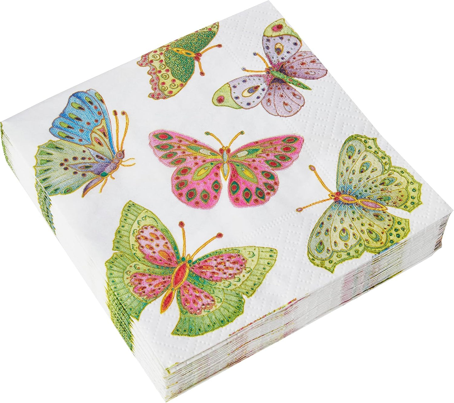 Serviette de cocktail Papillons ornés de bijoux (Perle)