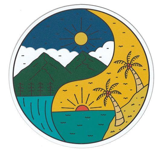 Grand aimant flexible - Yin Yang - Montagnes et plage