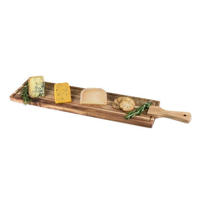 Rustic Acacia Wood And Leather Tapas Board