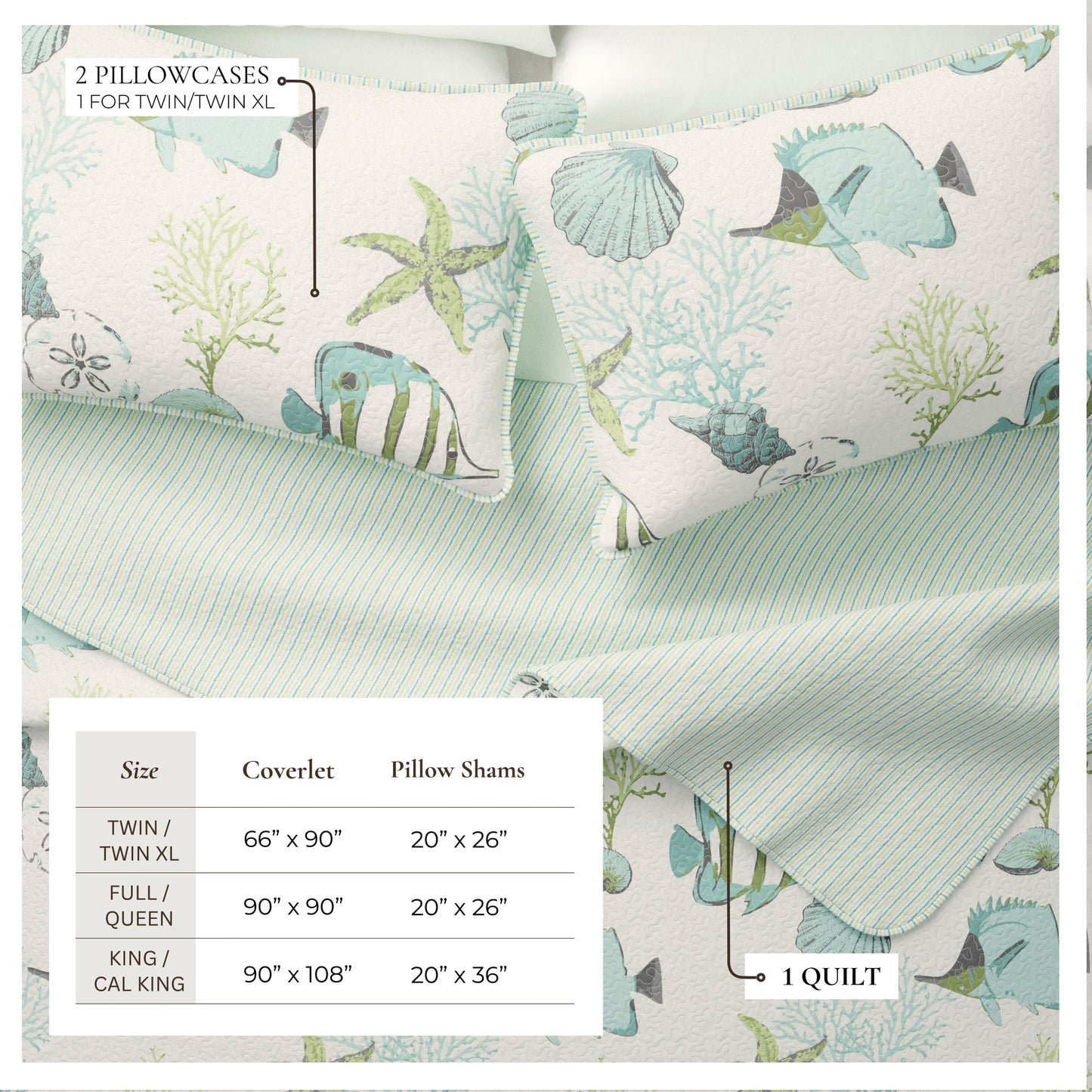 Relaxing Beach Quilt Set For Year Round Bed