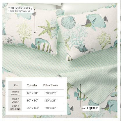 Relaxing Beach Quilt Set For Year Round Bed