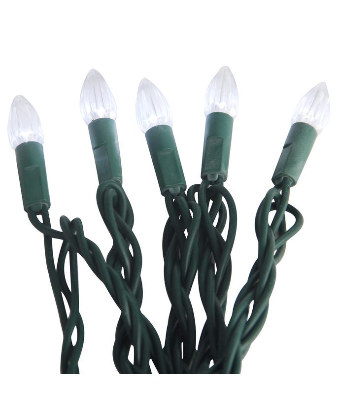 Ensemble de 50 lampes LED C3 Diamant blanc froid avec fil vert