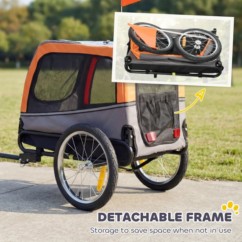 Dog bike trailer Furr Baby Gifts with 20in air tires and detachable frame orange-gray on Tampa Home & Garden Store