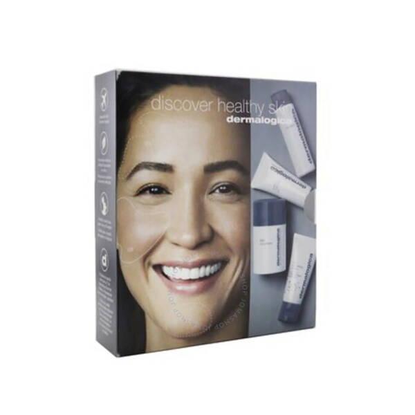 Dermalogica Skincare Set travel-size cleansing, exfoliating kit; box features smiling woman on Tampa Home & Garden Store