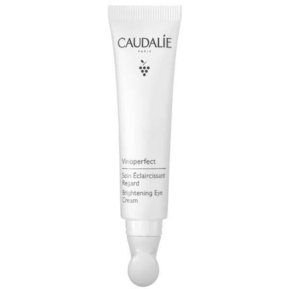 Caudalie Vinoperfect Brightening Eye Cream tube white with black logo and grape icon on Tampa Home & Garden Store