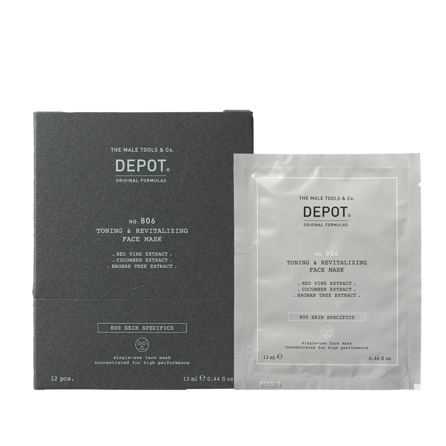 Depot No. 806 Toning & Revitalizing Face Mask 2-piece set: dark box + silver sachet on Tampa Home & Garden Store
