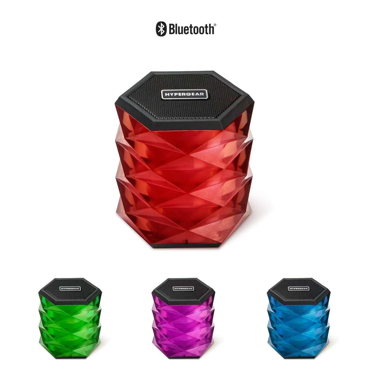LYTE Mini Wireless LED Speaker with red faceted crystal base and black grille Hypergear badge on Tampa Home & Garden Store