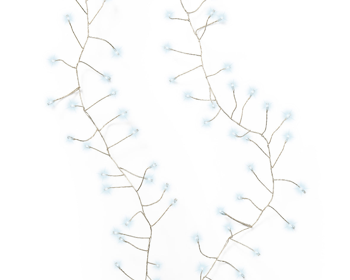Guirnalda de luces compactas - 100 LED - Blanco frío - Cable plateado