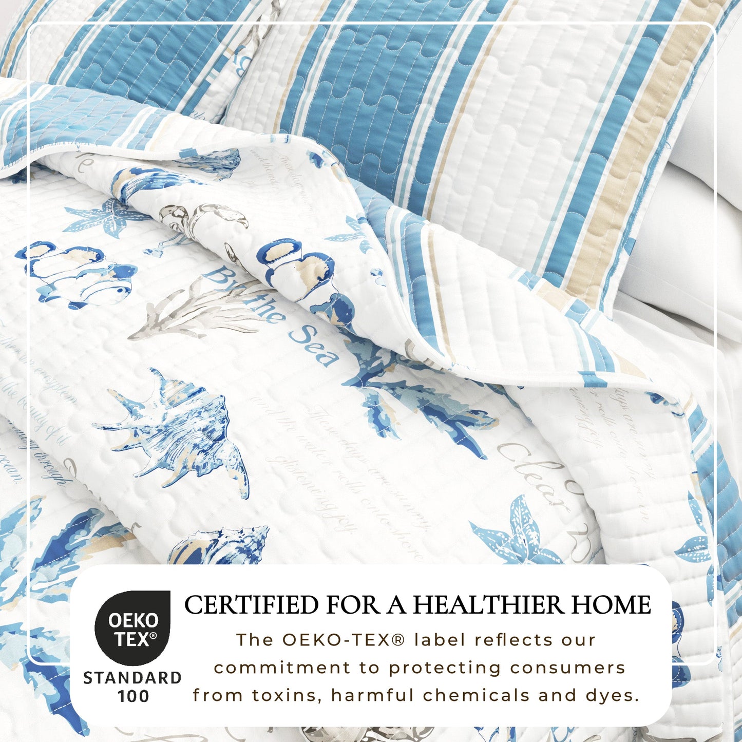 Coastal Stripe and Ocean Microfiber Quilt Set