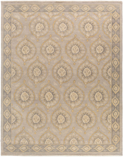 Haleiwa Clearance Rug beige-gray with gold medallion motif by Boutique Rugs on Tampa Home & Garden Store