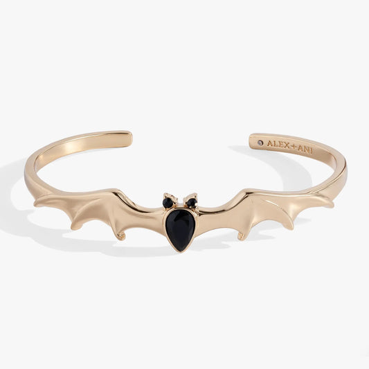 Crystal Bat Cuff bracelet in rose-gold tone with black crystal eyes by ALEX AND ANI on Tampa Home & Garden Store