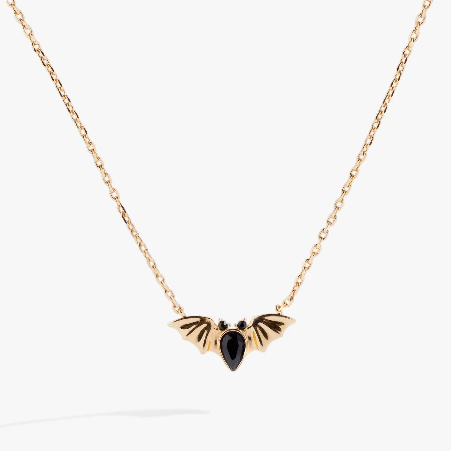 Crystal bat pendant necklace by ALEX AND ANI, gold-tone with black gemstone body on Tampa Home & Garden Store