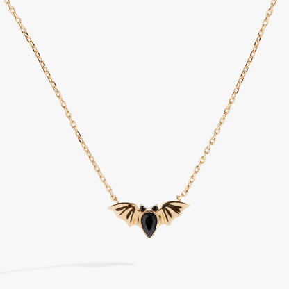 Crystal bat pendant necklace by ALEX AND ANI, gold-tone with black gemstone body on Tampa Home & Garden Store