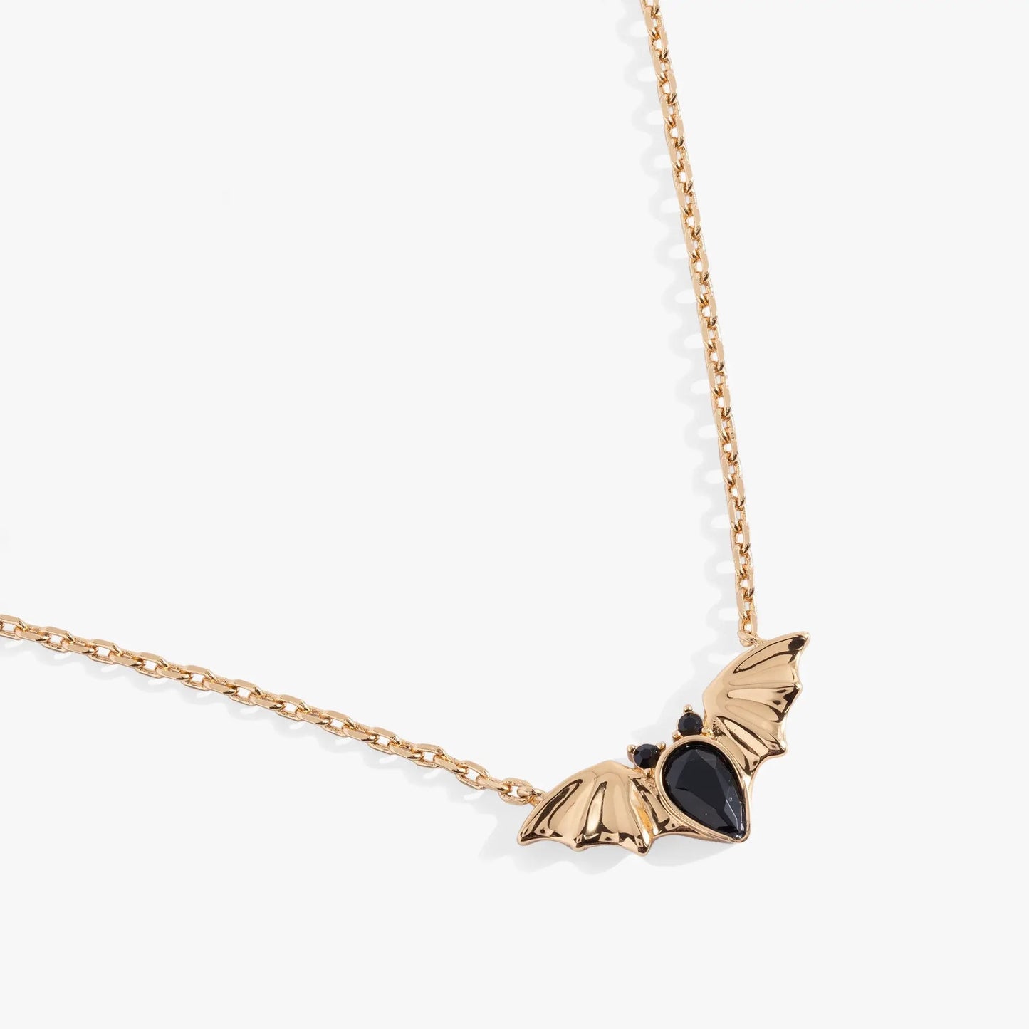 Crystal Bat Pendant necklace with rose gold chain and black crystals on Tampa Home & Garden Store