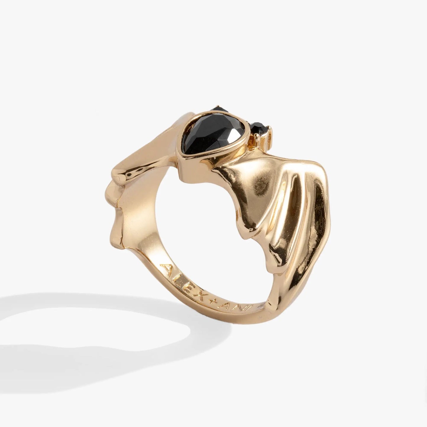 Crystal Bat Ring by ALEX AND ANI, gold-tone band with faceted black crystal bat motif on Tampa Home & Garden Store