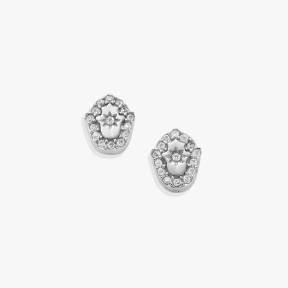 Hamsa Mini Stud Earrings with Crystal Accents