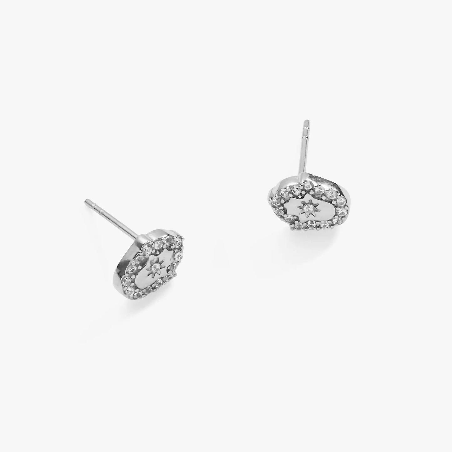 Hamsa Mini Stud Earrings with Crystal Accents