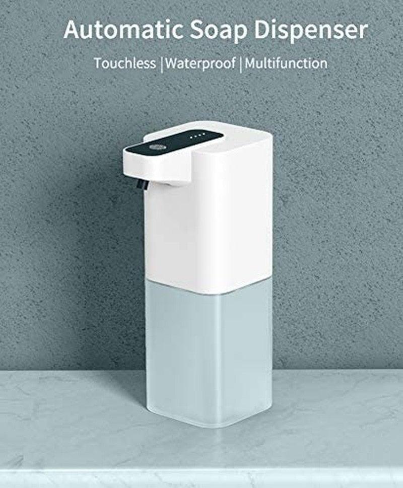 Stevvex automatic soap dispenser, touchless white top with light blue bottom on Tampa Home & Garden Store