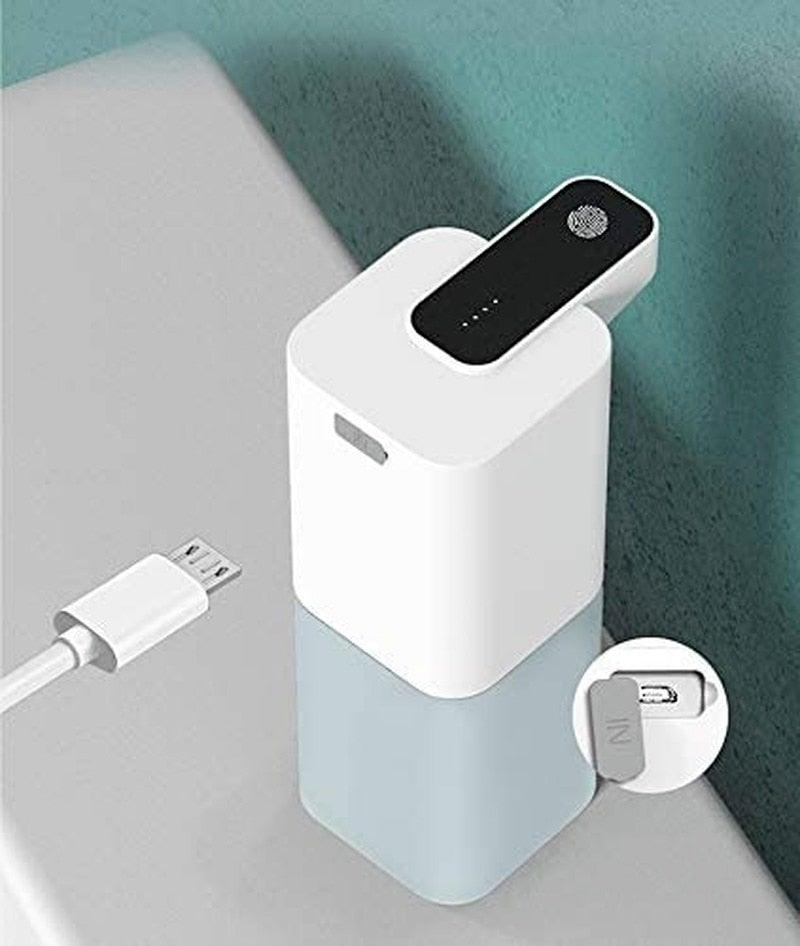 Stevvex automatic soap dispenser, touchless white body with black top, USB rechargeable on Tampa Home & Garden Store