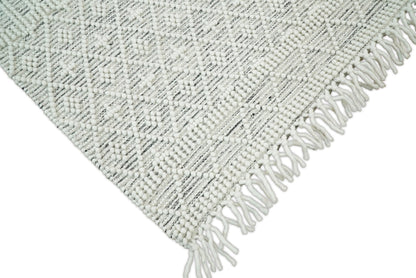 Tapis Dhurrie tissé à plat en laine blanche épaisse et douce, idéal pour le salon et la chambre d'enfant | CAL1