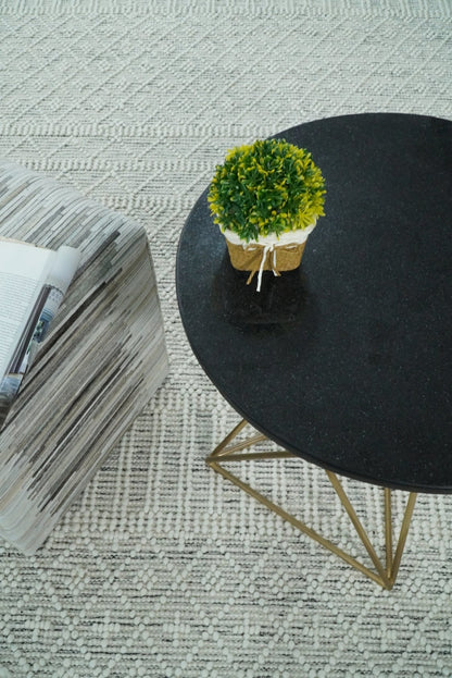 Tapis Dhurrie tissé à plat en laine blanche épaisse et douce, idéal pour le salon et la chambre d'enfant | CAL1