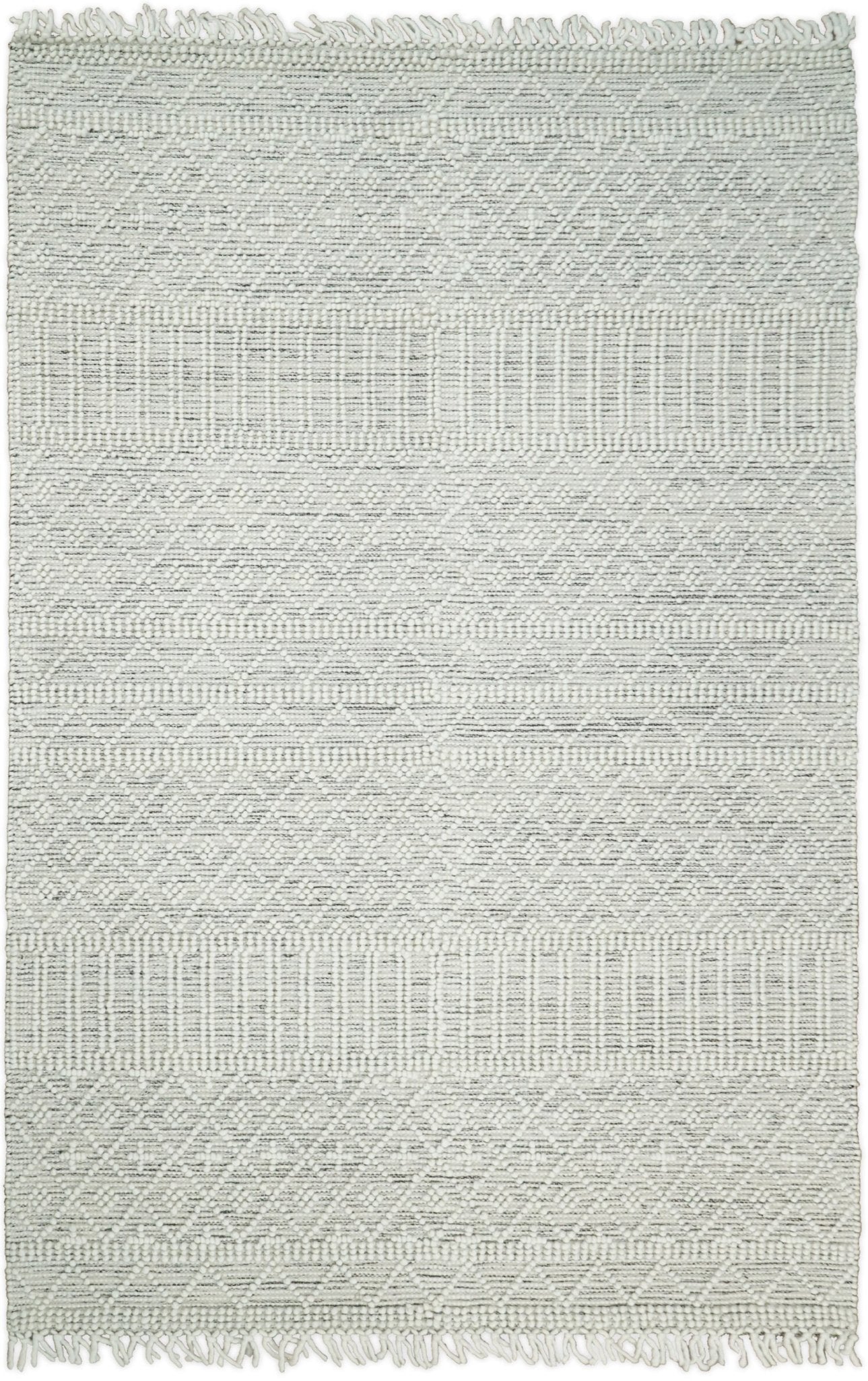 Tapis Dhurrie tissé à plat en laine blanche épaisse et douce, idéal pour le salon et la chambre d'enfant | CAL1