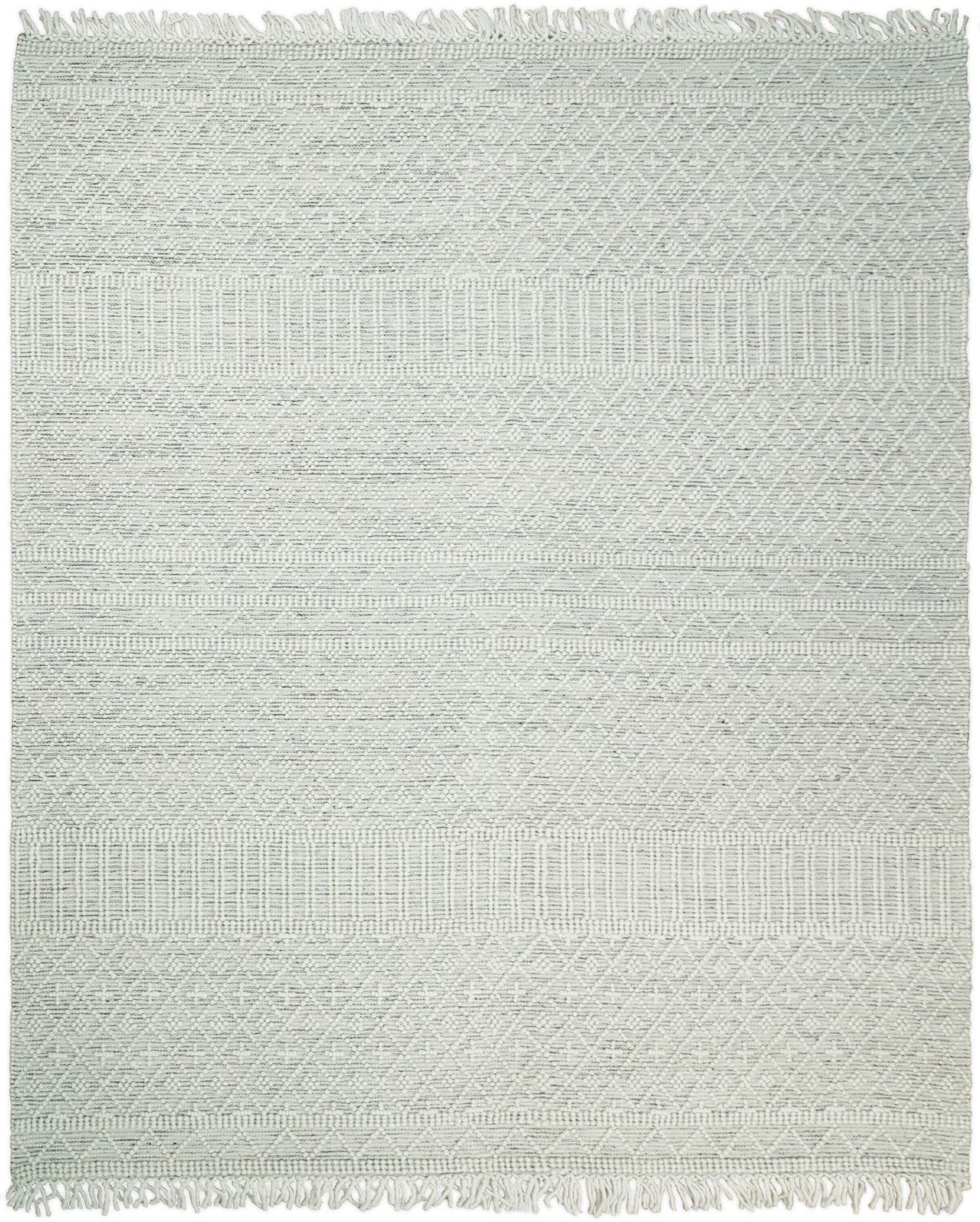Tapis Dhurrie tissé à plat en laine blanche épaisse et douce, idéal pour le salon et la chambre d'enfant | CAL1