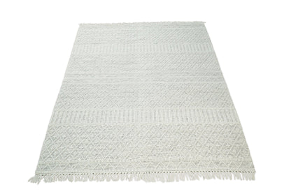 Tapis Dhurrie tissé à plat en laine blanche épaisse et douce, idéal pour le salon et la chambre d'enfant | CAL1
