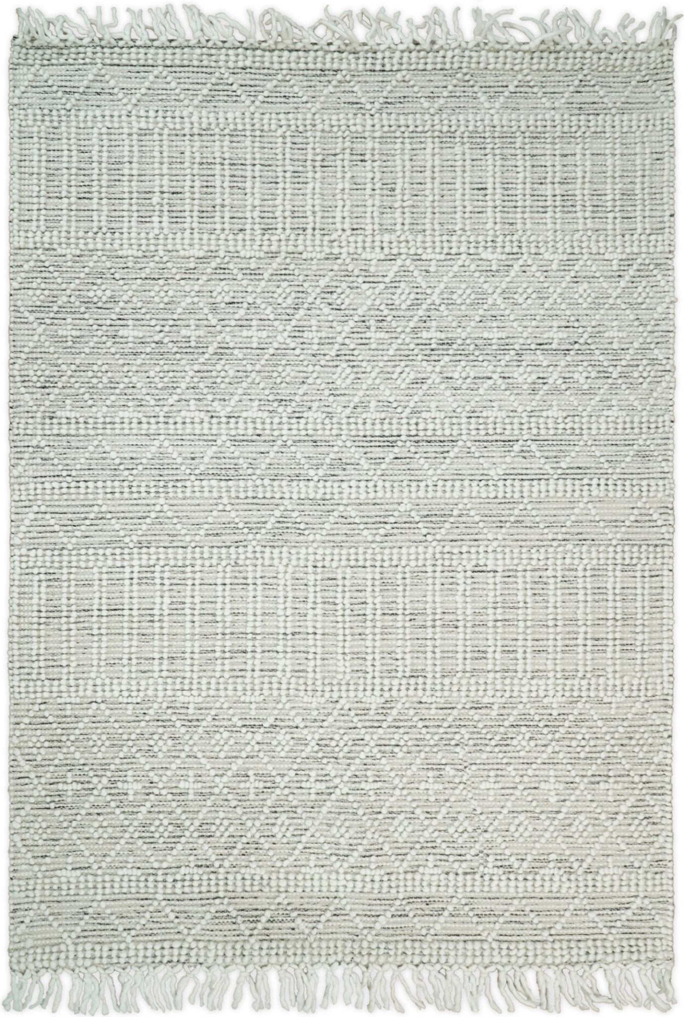 Tapis Dhurrie tissé à plat en laine blanche épaisse et douce, idéal pour le salon et la chambre d'enfant | CAL1