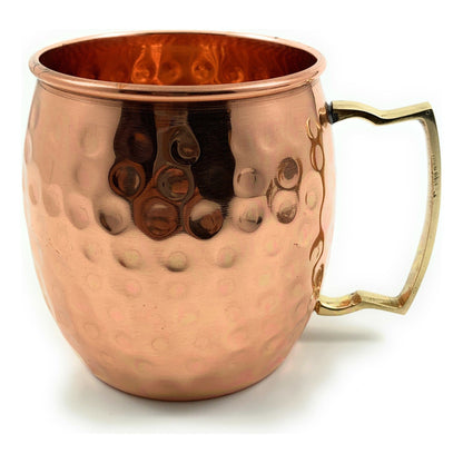 Vibhsa hammered copper Moscow Mule mug set of 2 with brass-tone handle on Tampa Home & Garden Store