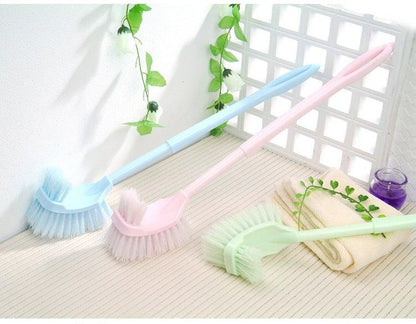 Handheld toilet cleaning brush by Stevvex; pastel blue and pink bristles with long handles on Tampa Home & Garden Store