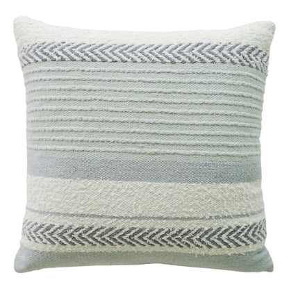 Throw pillow Vibhsa handloom woven striped decorative cream with blue-gray chevron stripe 20x20 on Tampa Home & Garden Store