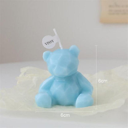 Stevvex bear-shaped blue scented candle, handmade teddy candle, 6cm tall cake topper decor on Tampa Home & Garden Store