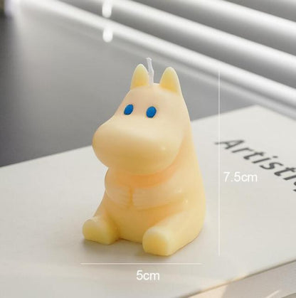 Handmade teddy bear candle cream-yellow with blue eyes by Stevvex, scented bear candle 5x7.5cm on Tampa Home & Garden Store