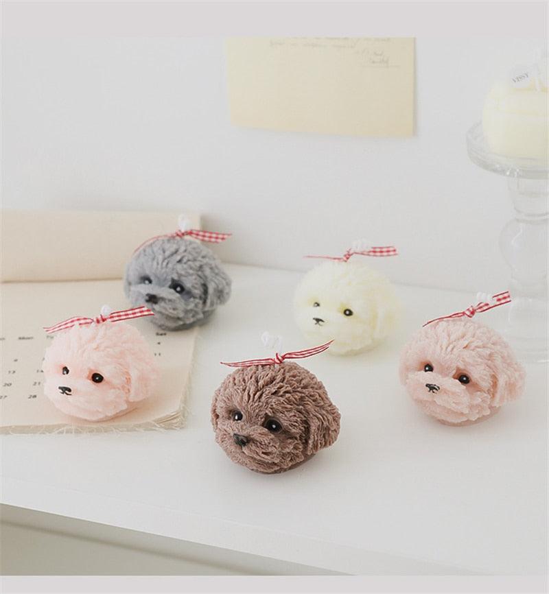 Teddy bear scented candles by Stevvex, 5-pack plush cake toppers in pink gray white brown on Tampa Home & Garden Store