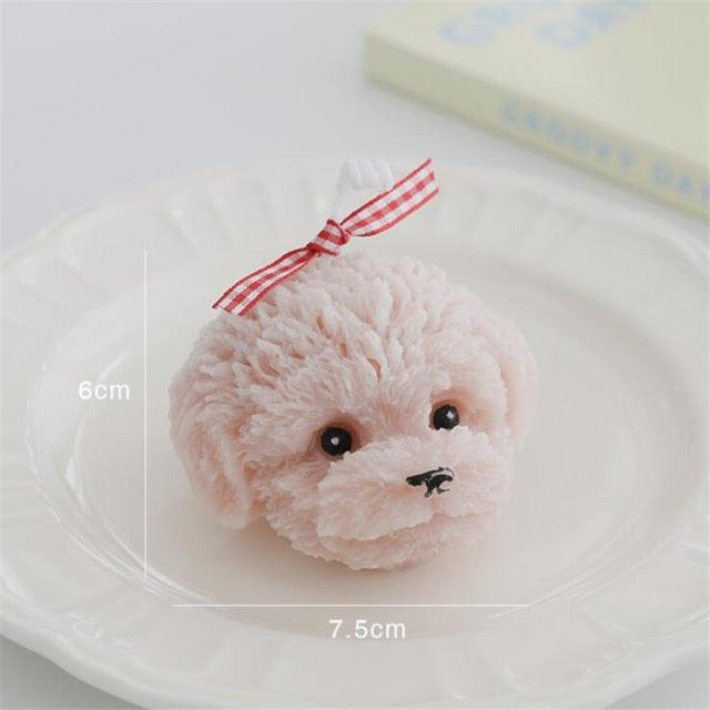 Teddy bear shaped pink scented candle with red gingham ribbon, 6 cm tall, 7.5 cm wide on Tampa Home & Garden Store