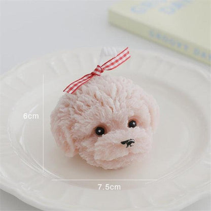 Teddy bear shaped pink scented candle with red gingham ribbon, 6 cm tall, 7.5 cm wide on Tampa Home & Garden Store