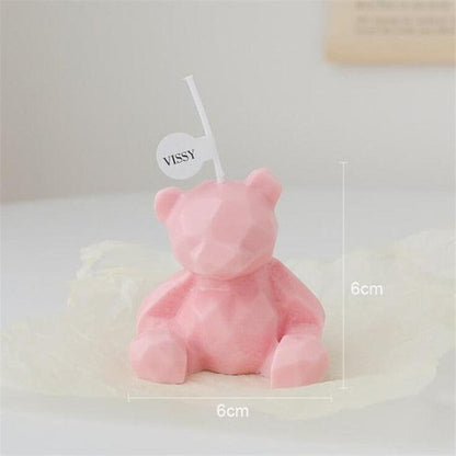  Pink teddy bear candle with faceted surface, 6 cm tall, scented Stevvex with VISSY tag on Tampa Home & Garden Store