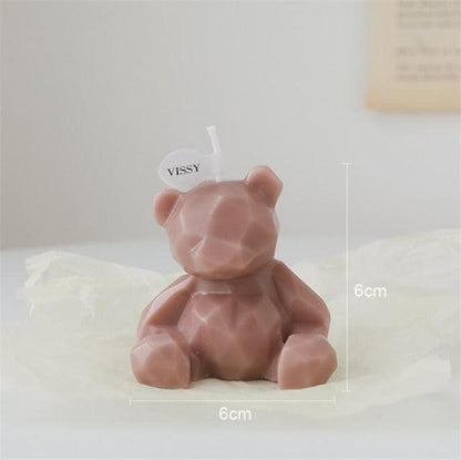 Bear-shaped scented candle, pink bear with VISSY tag, 6 cm tall, cake topper decor on Tampa Home & Garden Store