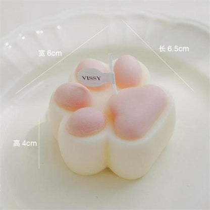 Stevvex teddy bear scented candle with white base and pink-tipped lobes, cake topper decor on Tampa Home & Garden Store