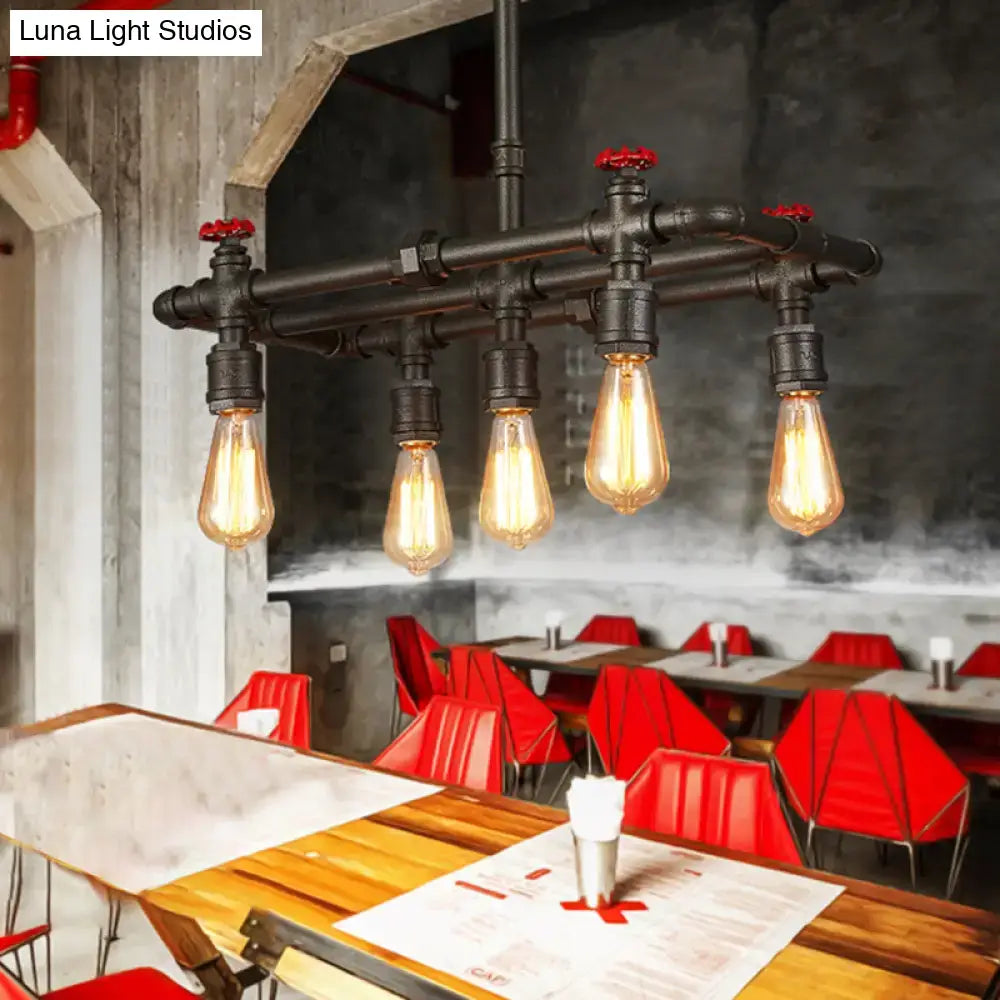 Iron black hanging light pendant with five Edison bulbs in metal frame Decorbites on Tampa Home & Garden Store