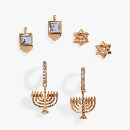 Hanukkah Stud Set with Star of David and Dreidel